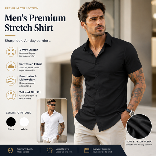 Men's Slim Fit Short Sleeve Dress Shirts 2-Pack