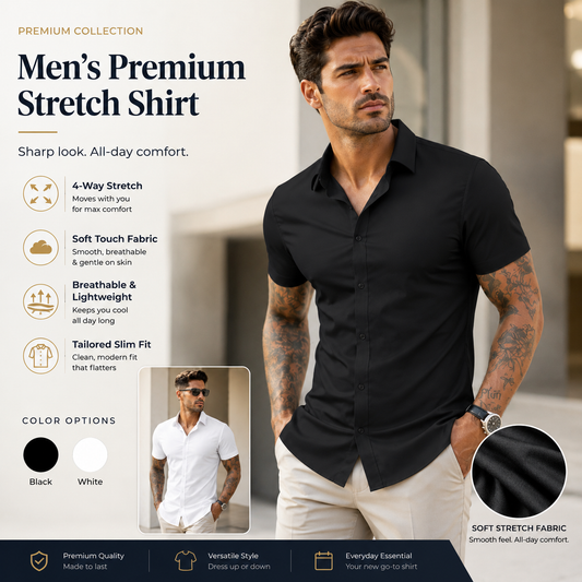 Men's Slim Fit Short Sleeve Dress Shirts 2-Pack