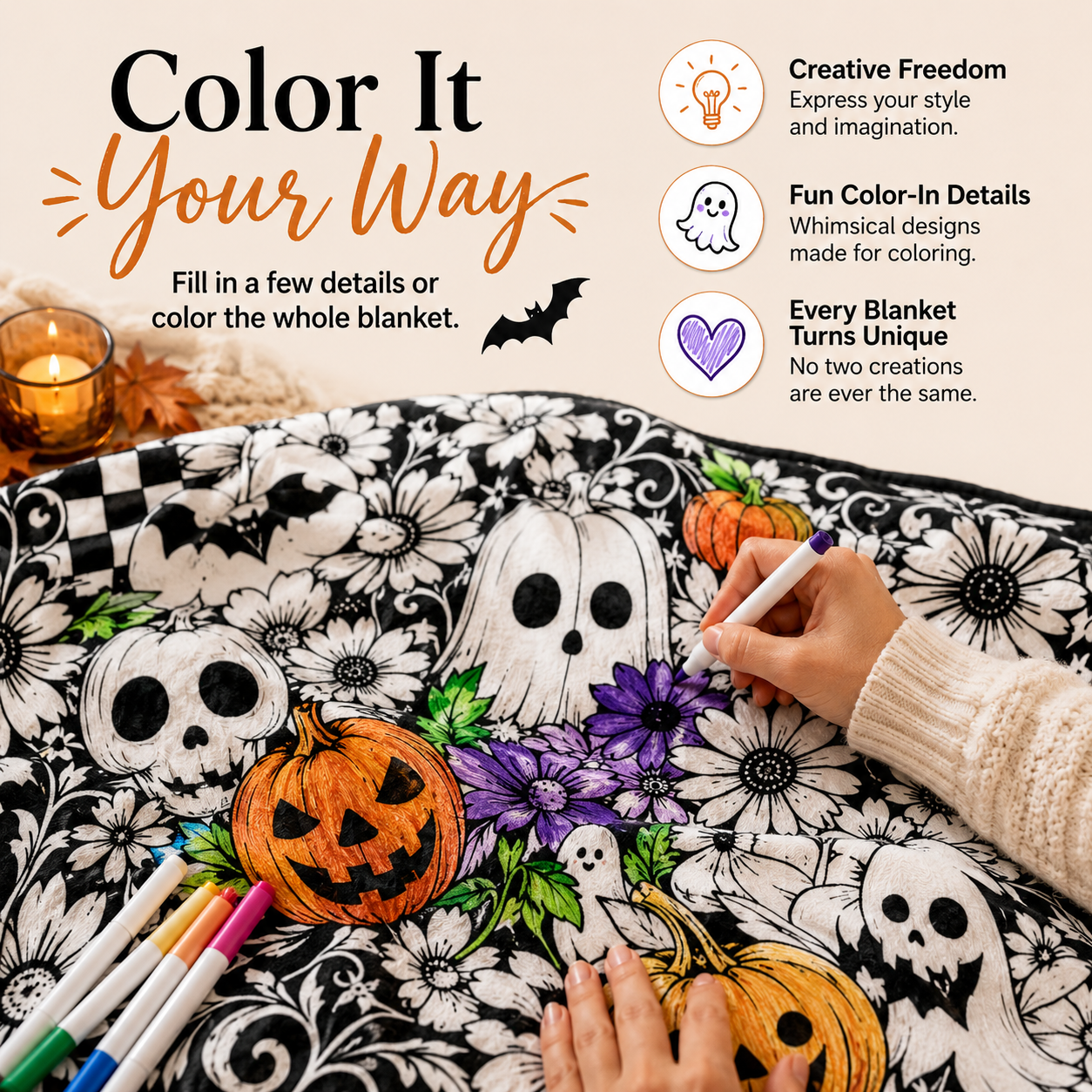 ✨Halloween Pattern Coloring Blanket🎃