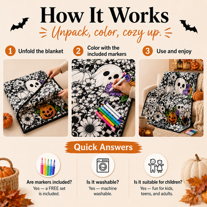 ✨Halloween Pattern Coloring Blanket🎃