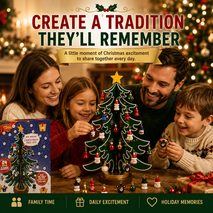 24-Day Wooden Christmas Tree Advent Calendar with Mini Ornaments
