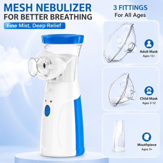 Portable Mesh Nebulizer, Silent and Compact Nebulizer Machine for Adult and Kids, Wireless Vaporizer Machine With Respiratory Mask, Effective for Cough, Asthma, Sinusitis, and Bronchitis, Steam Inhaler for Cold and Cough -Quick Relief and Daily Use Vapori