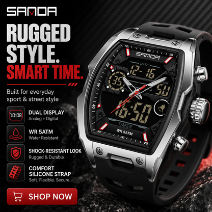 Men's Fashion Quartz Digital Watch - Sporty & Luminous