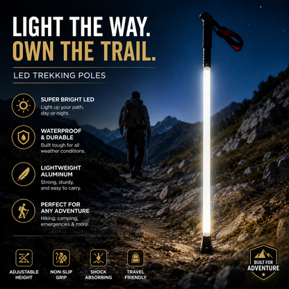 LED Light-Up Trekking Poles – Glowing Hiking & Walking Sticks for Night Adventures