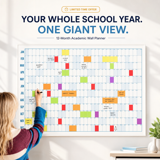 📚Teacher’s Giant School Year Wall Calendar | See 12 Months at a Glance