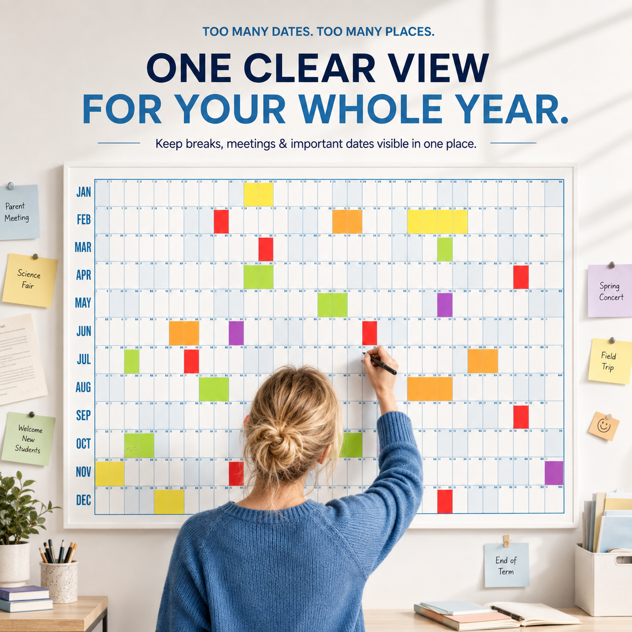 📚Teacher’s Giant School Year Wall Calendar | See 12 Months at a Glance