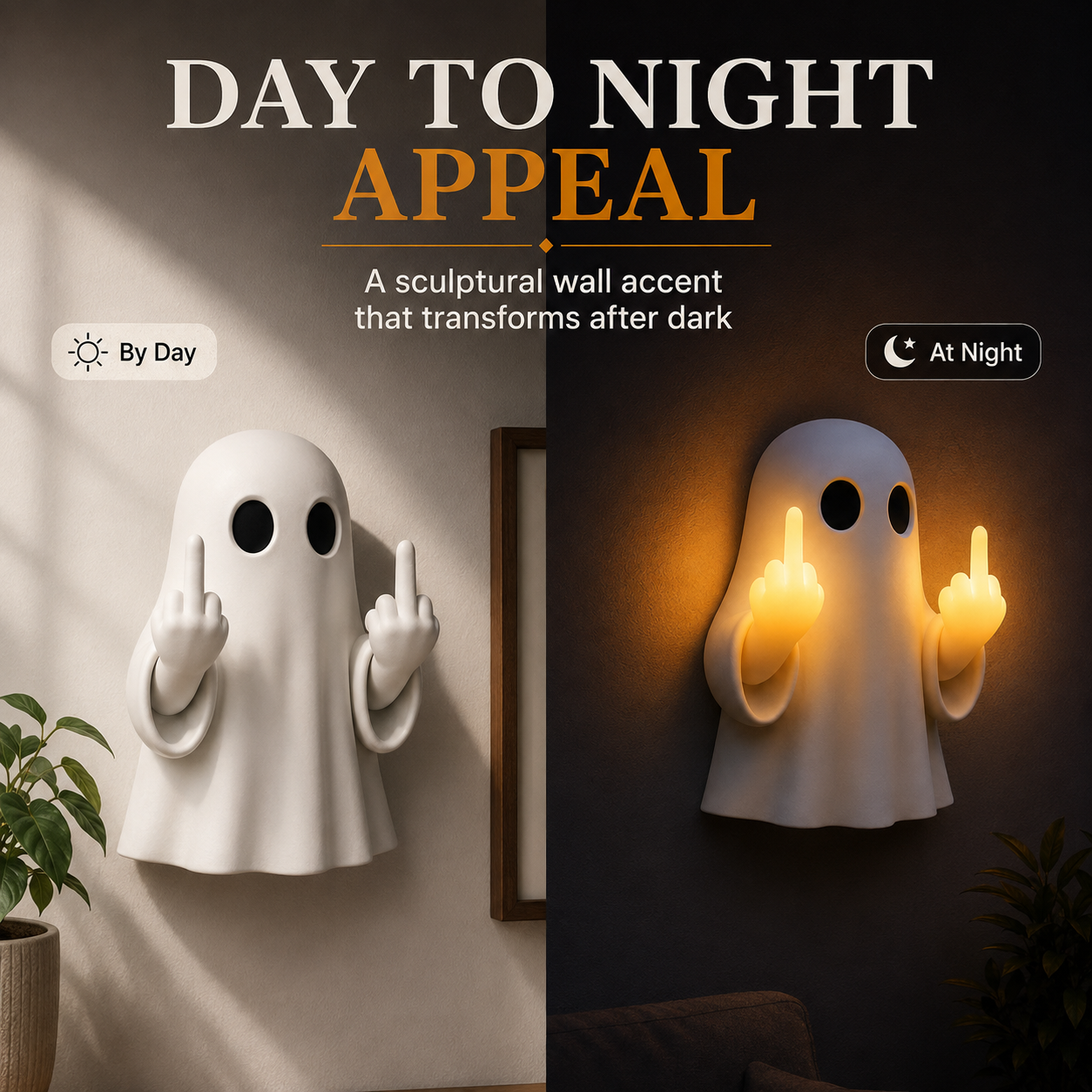 ✨Halloween Ghost Middle Finger Glow Night Light👻