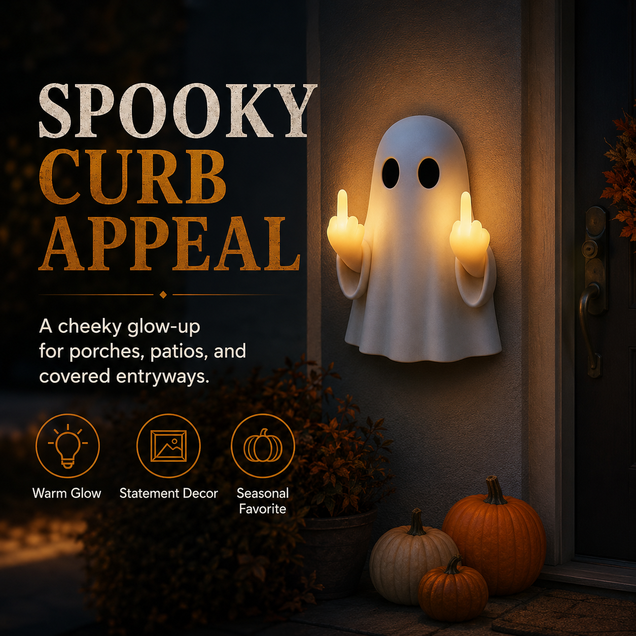 ✨Halloween Ghost Middle Finger Glow Night Light👻