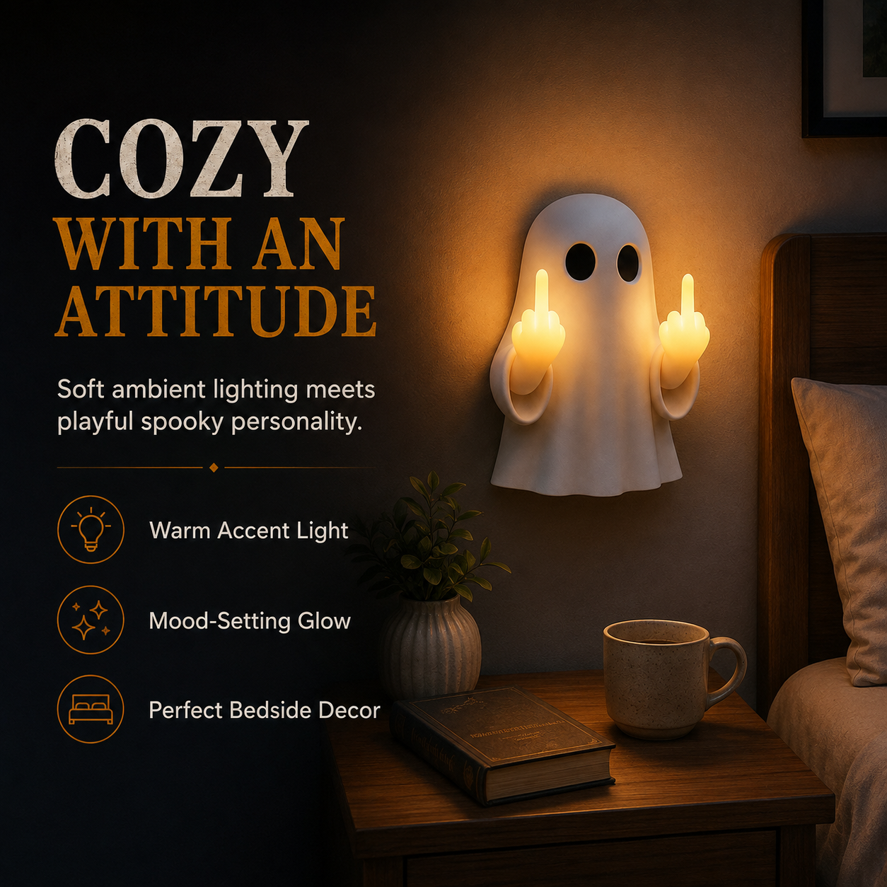✨Halloween Ghost Middle Finger Glow Night Light👻