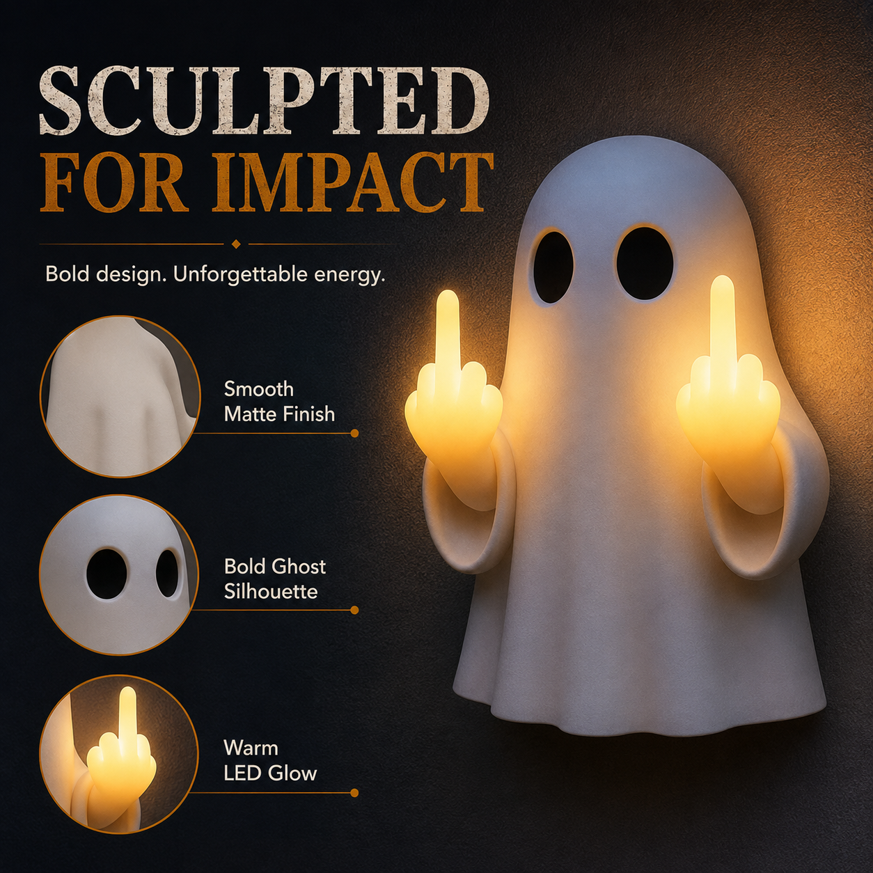 ✨Halloween Ghost Middle Finger Glow Night Light👻