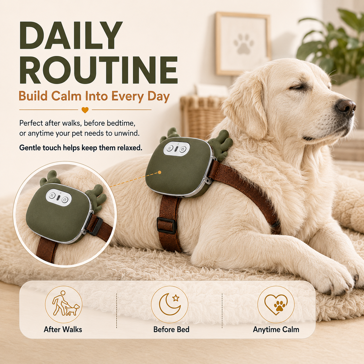 🐶🤍Rechargeable Massage Belt For Pets & People – 3-Level Soothing Comfort