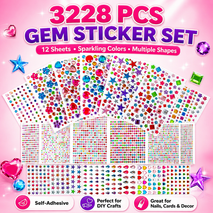 ✨3228 Pcs Gems Stickers Self-Adhesive Rhinestone Jewel DIY