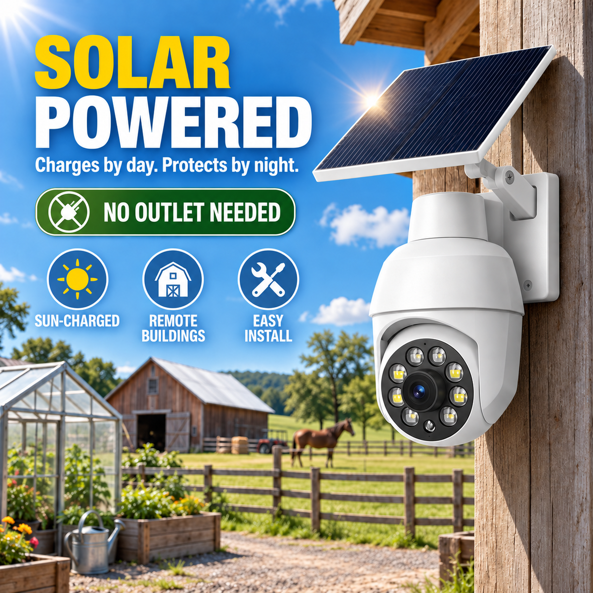 Solar-Powered Simulated Surveillance Camera Street Light