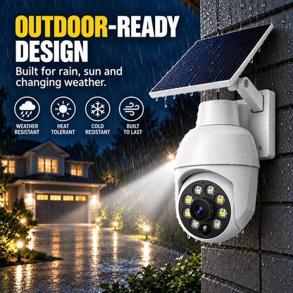 Solar-Powered Simulated Surveillance Camera Street Light