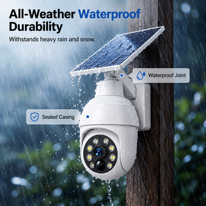 Solar-Powered Simulated Surveillance Camera Street Light