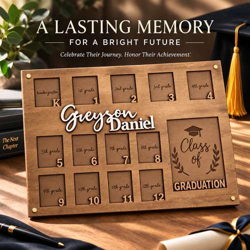 Handmade Wood School Photo Frame, School Years Picture Collage Frame