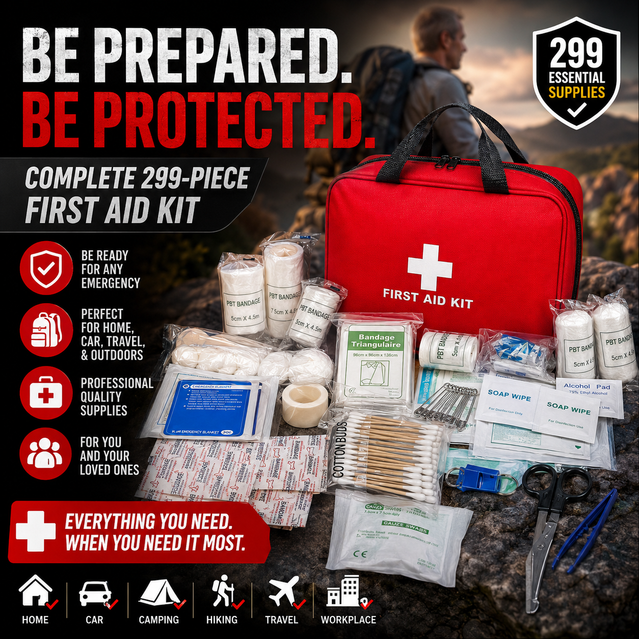 ⏰Limited Stock 49% OFF🚨 Waterproof First Aid Kit – Compact Emergency Kit For Home, Car & Outdoor