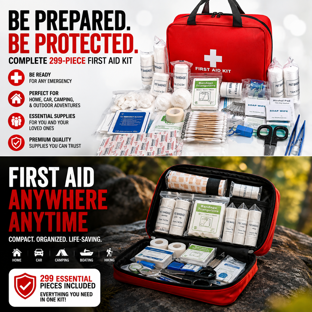 ⏰Limited Stock 49% OFF🚨 Waterproof First Aid Kit – Compact Emergency Kit For Home, Car & Outdoor
