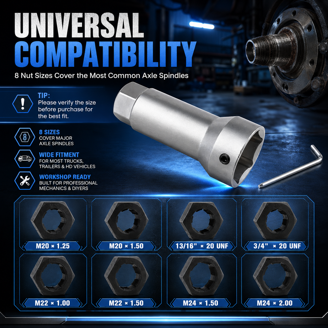 🔧 2026 HOT SALE✨50K+ SOLD!🛠️ 10-Piece Axle Spindle Thread Chaser Set
