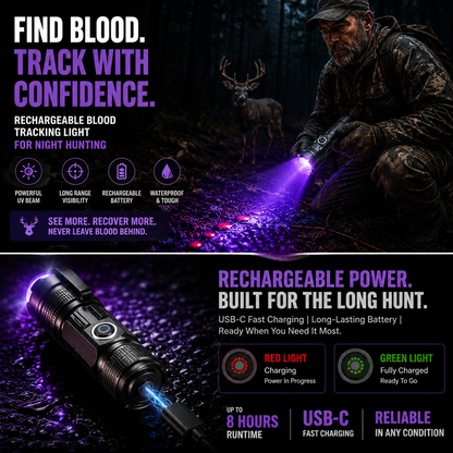 🌟🔦  Rechargeable Blood Tracking Light 🔦 For Night Hunting