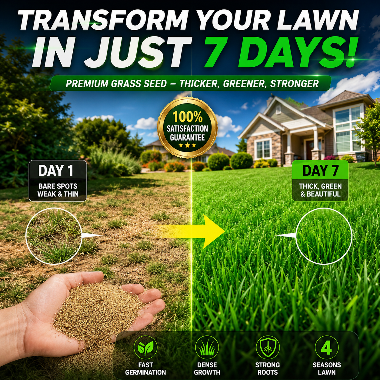 Evergreen dwarf grass seed for four seasons