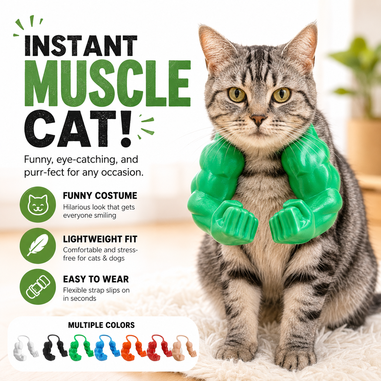 Funny Cat Muscle Arms Costume | Hilarious Pet Photo Prop