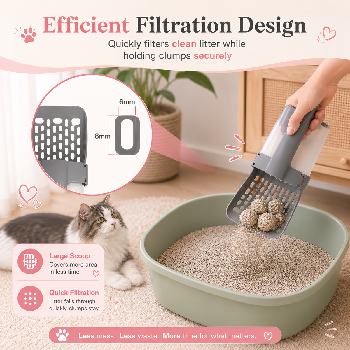 The Mess-Free Cat Litter Scoop - Cat Litter Scoop with Holder,2 in 1 Cat Scoop