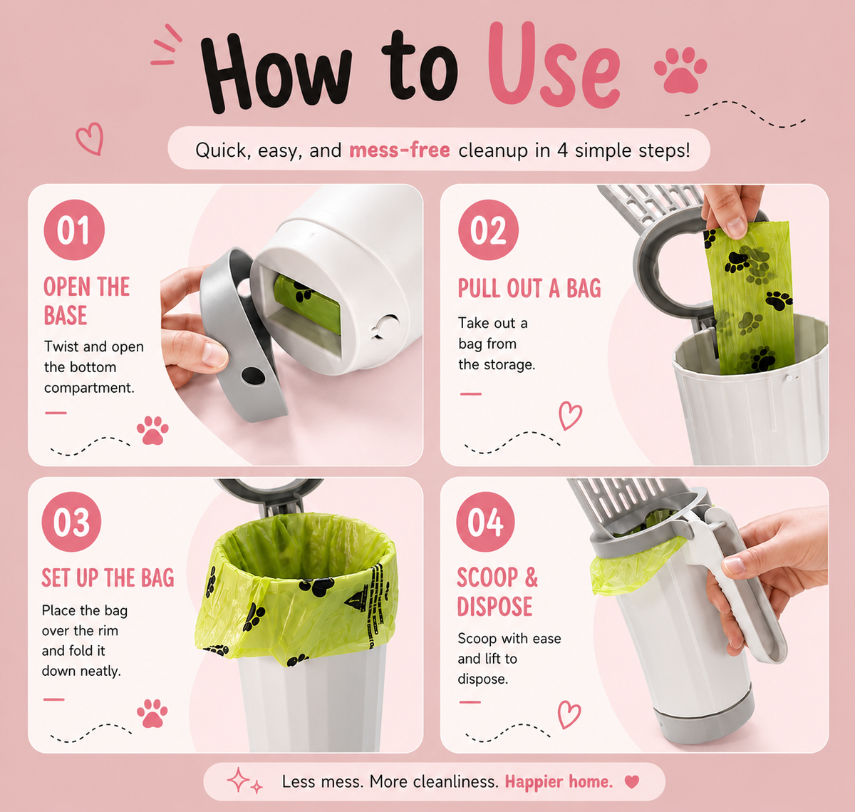 The Mess-Free Cat Litter Scoop - Cat Litter Scoop with Holder,2 in 1 Cat Scoop