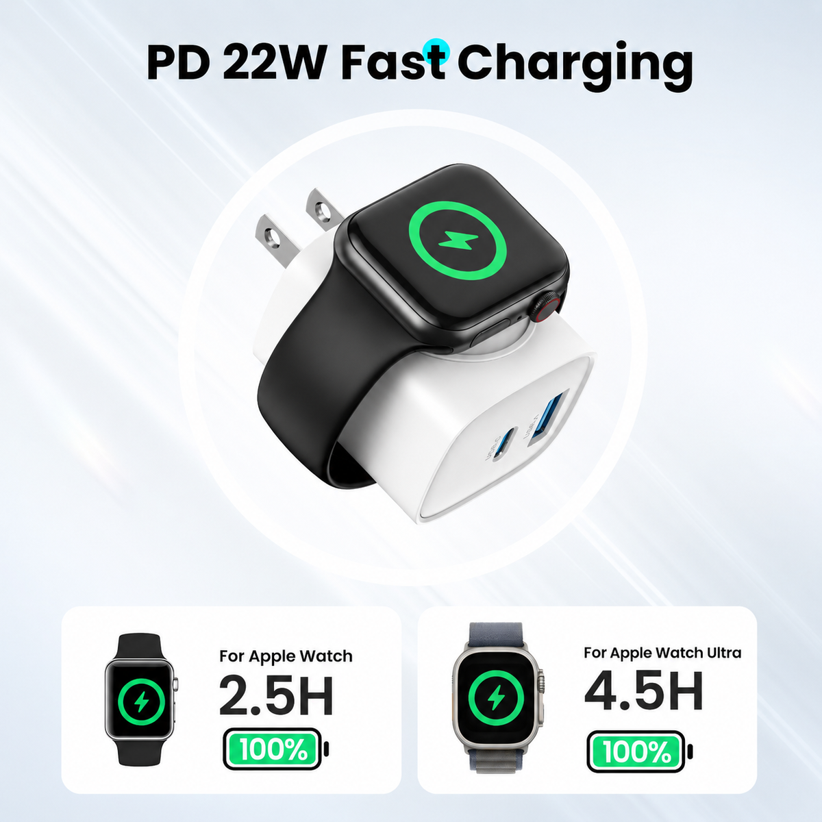 🔋 3-in-1 Magnetic Apple Watch Charger - Fast USB-C Wall Charger