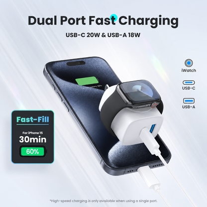 🔋 3-in-1 Magnetic Apple Watch Charger - Fast USB-C Wall Charger