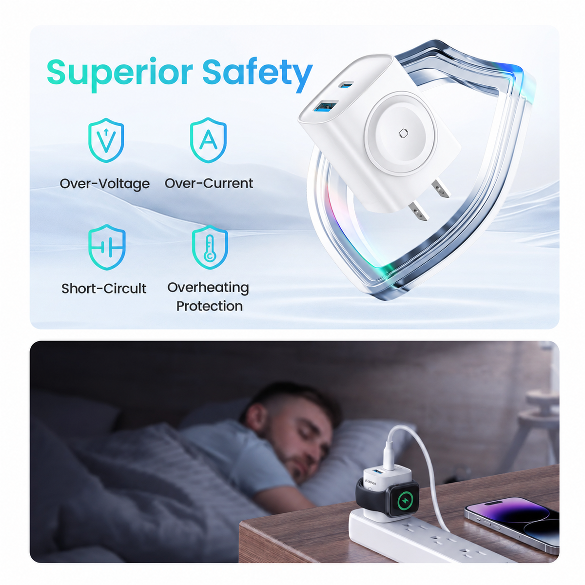 🔋 3-in-1 Magnetic Apple Watch Charger - Fast USB-C Wall Charger