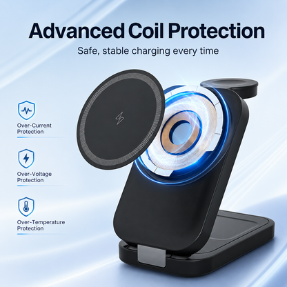 ⚡ 3-in-1 Foldable Magnetic Charger – Charge Phone, Watch & Earbuds at Once
