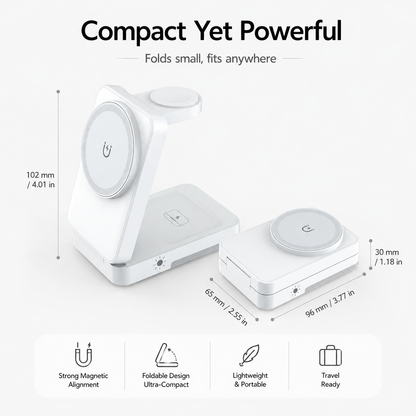 ⚡ 3-in-1 Foldable Magnetic Charger – Charge Phone, Watch & Earbuds at Once