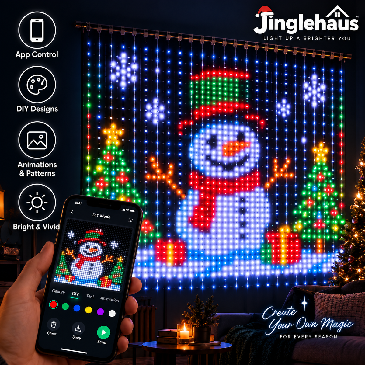AI DIY LED Pixel String Lights – App-Controlled Custom Light Display