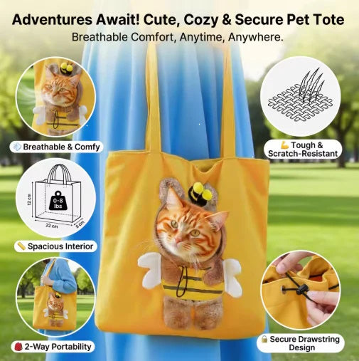 Bee Out Cute Canvas Pet Bag | Cute Bee-Shaped Pet Canvas Shoulder Carrier