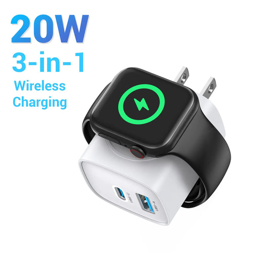 🔋 3-in-1 Magnetic Apple Watch Charger - Fast USB-C Wall Charger