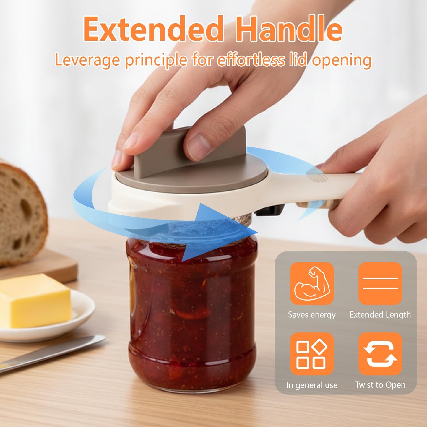 4-in-1 Adjustable Stainless Steel Jar Opener for Seniors & Arthritis