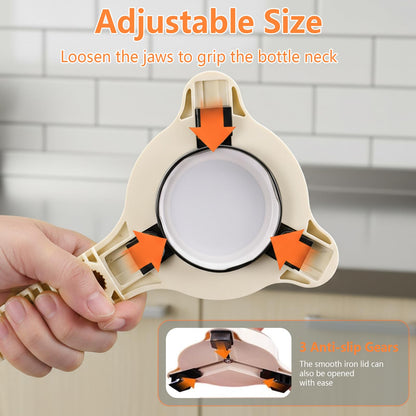 4-in-1 Adjustable Stainless Steel Jar Opener for Seniors & Arthritis
