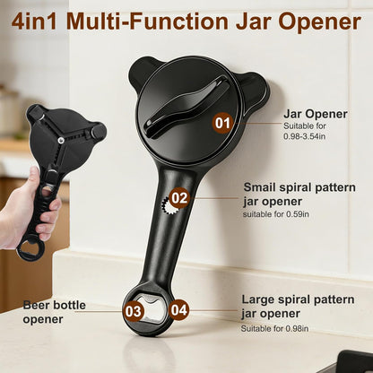 4-in-1 Adjustable Stainless Steel Jar Opener for Seniors & Arthritis