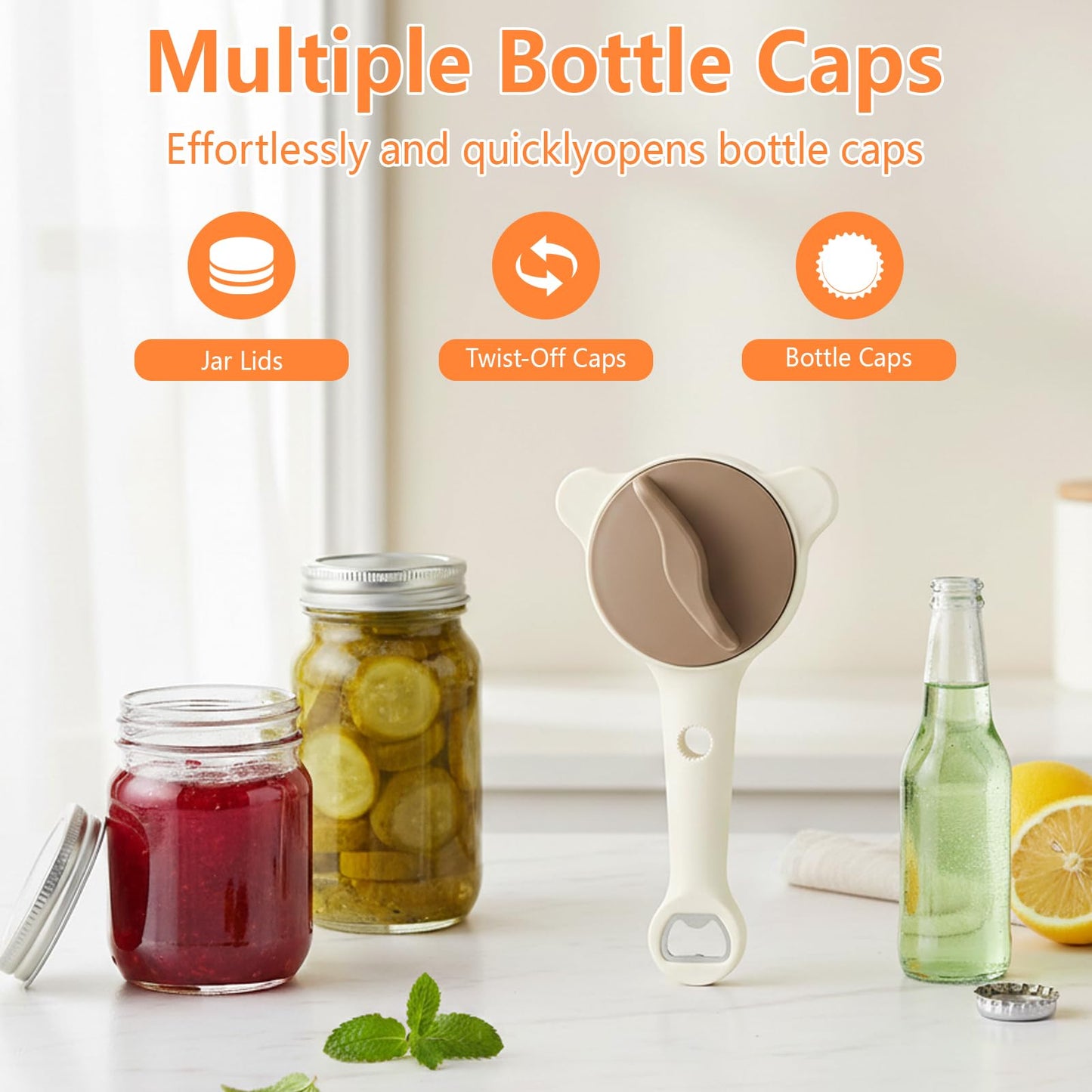 4-in-1 Adjustable Stainless Steel Jar Opener for Seniors & Arthritis