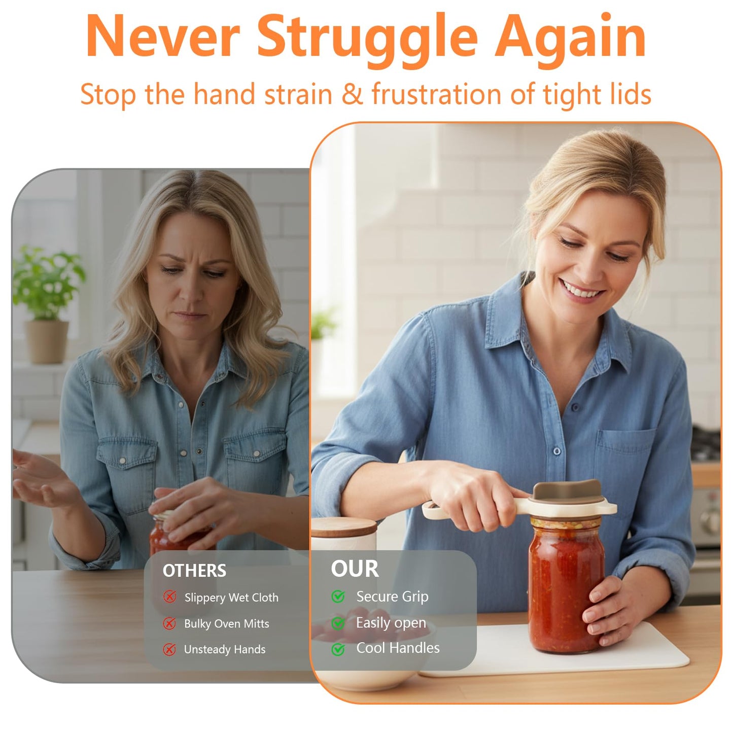 4-in-1 Adjustable Stainless Steel Jar Opener for Seniors & Arthritis