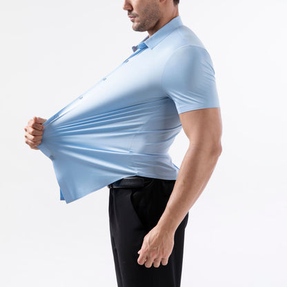 💪 Men's Stretch Slim Fit Short Sleeve Shirt – Button-Down Casual Style
