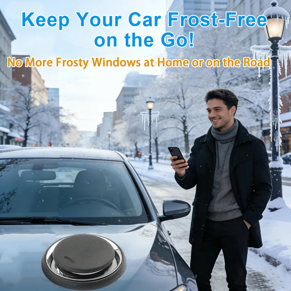 Vehicle outdoors during snowy winter conditions