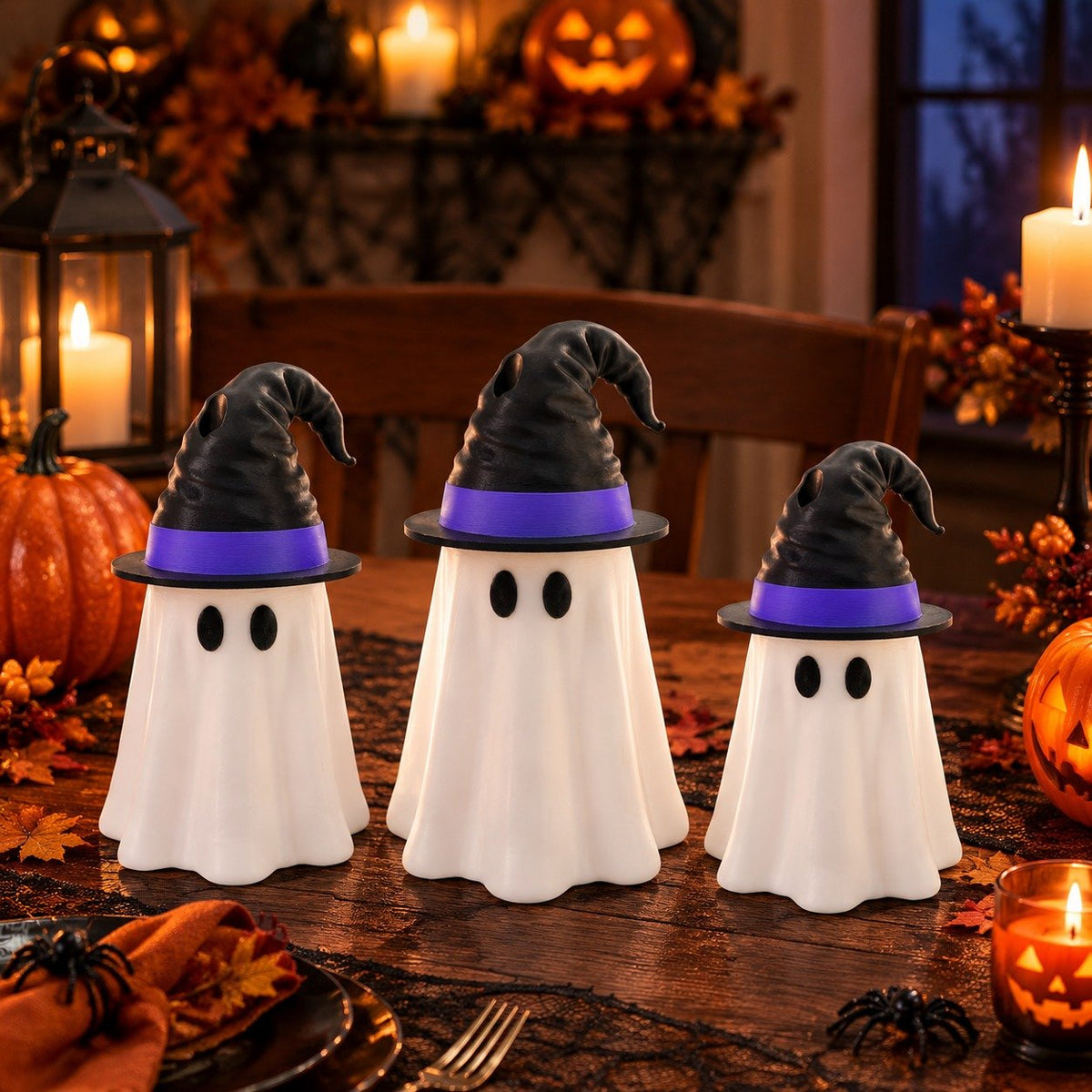 👻 Spooky Ghost Can Holder with Witch Hat Lid 🎃