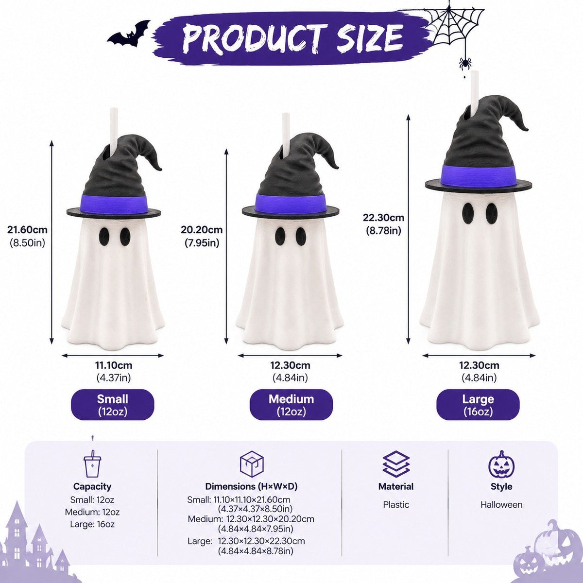 👻 Spooky Ghost Can Holder with Witch Hat Lid 🎃