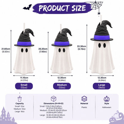 👻 Spooky Ghost Can Holder with Witch Hat Lid 🎃