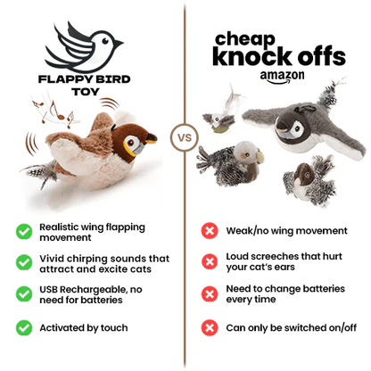 Interactive Flying Bird Cat Toy – Chirping Flapping Sparrow