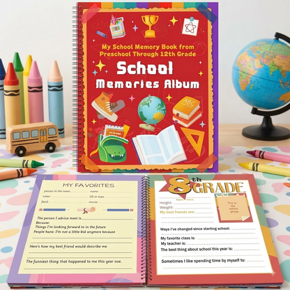 📔School Memory Book for Kids Preschools to 12th Grade