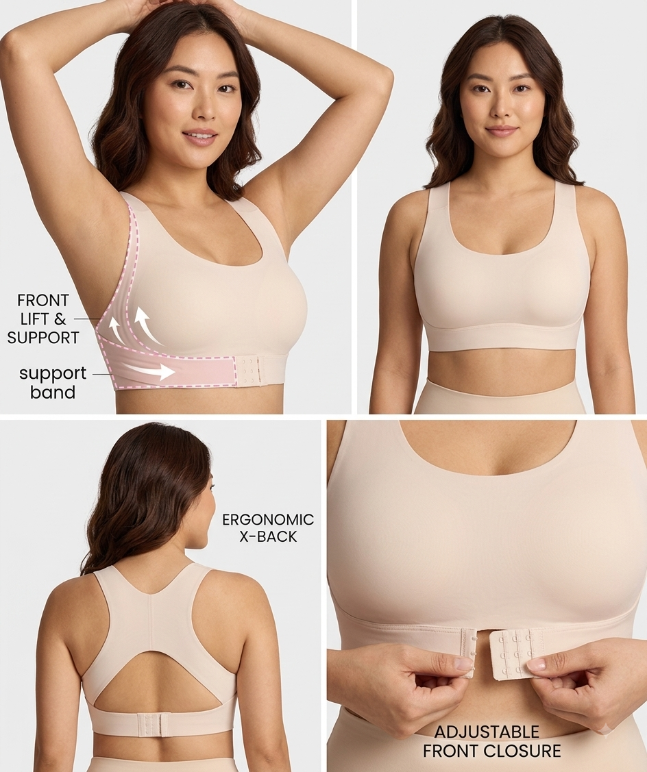 Front Closure Support Bra – Wireless Comfort & Cross-Back Support