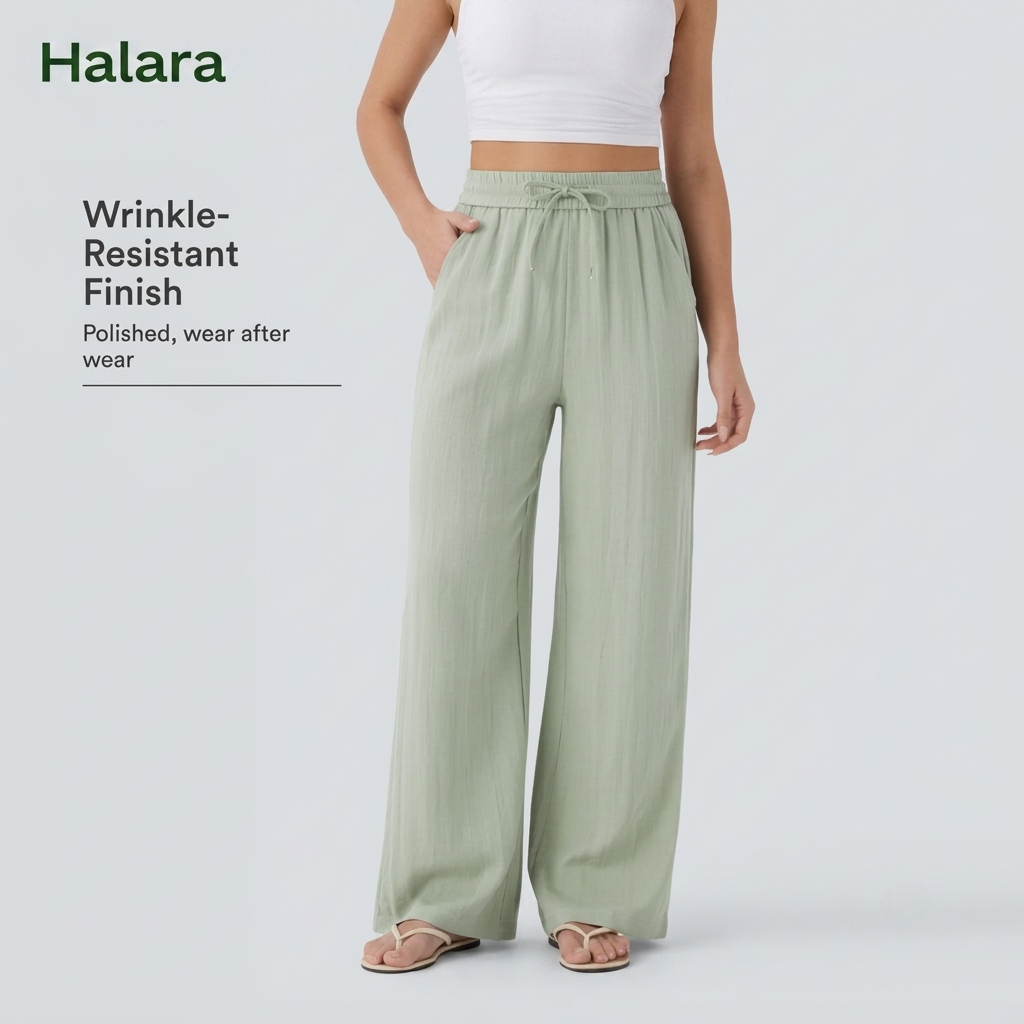Halara High Waisted Drawstring Wide Leg Casual Pants